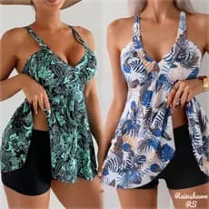 LS|Saia de Praia Colete Impresso Tankini Sem Mangas Maio Plus Size Maio Natação Maio Feminino Praia Roupa De Praia