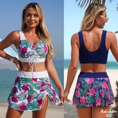 LS|Maiô Dividido Feminino Maiô de Três Peças Maio Natação Maio Feminino Praia Flores Roupa De Praia Maiô Feminino Sur