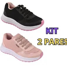 Kit 2 Pares  tênis infantil menina feminino leve escolar confortável casual jogging