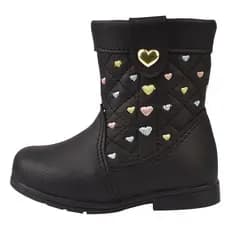 Bota Infantil Feminina Botinha Baby menina Bordado Coração Preta Nude Inverno