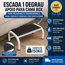 Escada 1 Degrau Apoio Para Cama Box Idoso Banheiro Antiderrapante Reforçada Até 150kg