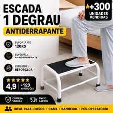 Escada 1 Degrau Antiderrapante Reforçada | Apoio para Idoso, Banheiro e Cama | Suporta 120kg