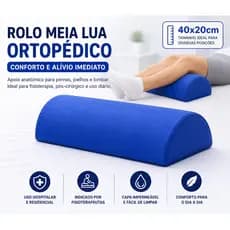 Rolo Meia Lua Ortopédico 40x20 Impermeável Fisioterapia Apoio Lombar Pernas Pós Cirúrgico