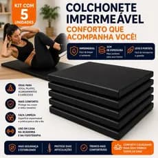Kit 5 Colchonetes Academia Impermeável 85x45x3cm Yoga Pilates Fitness Preto