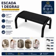 Escada 1 Degrau Antiderrapante Aço Reforçado Banqueta Até 120kg