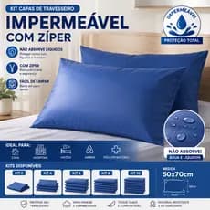 Kit Capas Travesseiro Impermeável Hospitalar Com Zíper Napa 50x70