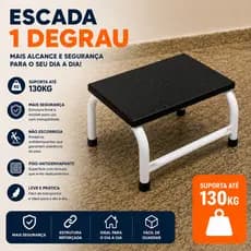 Escada 1 Degrau Reforçada Antiderrapante Suporta Até 130kg