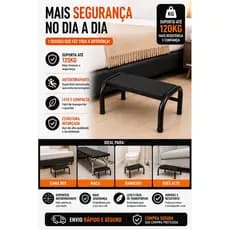 Escada 1 Degrau Antiderrapante Preta | Apoio Cama Box, Banheiro e Idoso | Banquinho Aço Reforçado Até 120kg