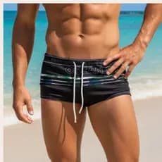 Sunga Masculina Boxer Com Forro Cordão Verão Preta Floral Envio Imediato