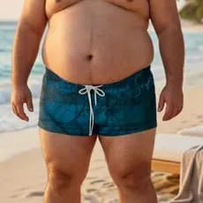 Sunga Masculina Boxer Plus Size Praia Piscina Com Forro Interno G1 G2 G3  Tamanhos Grandes Verde Floral