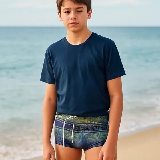 Sunga Infantil Com Cordão Para Ajuste Com Forro Interno Praia Natação Piscina Estampada