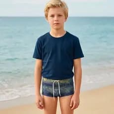 Sunga Infantil Com Forro Interno Praia Natação Piscina Com Cordão Para Ajuste Estampada Amarelo Floral
