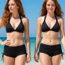 Kit 2 Sunkini Feminino Moda Praia Piscina Verão Shorts Ajustável Elegante Confortável Preto