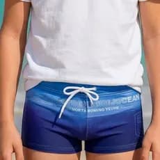 Sunga Infantil Forrada Para Praia Natação Piscina Com Cordão Para Ajuste Estampada Azul Bic