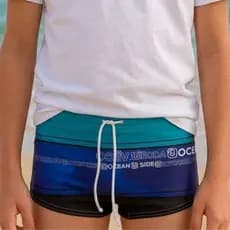 Sunga Infantil Com Forro Interno Praia Natação Piscina Com Cordão Para Ajuste Estampada Azul Coqueiro