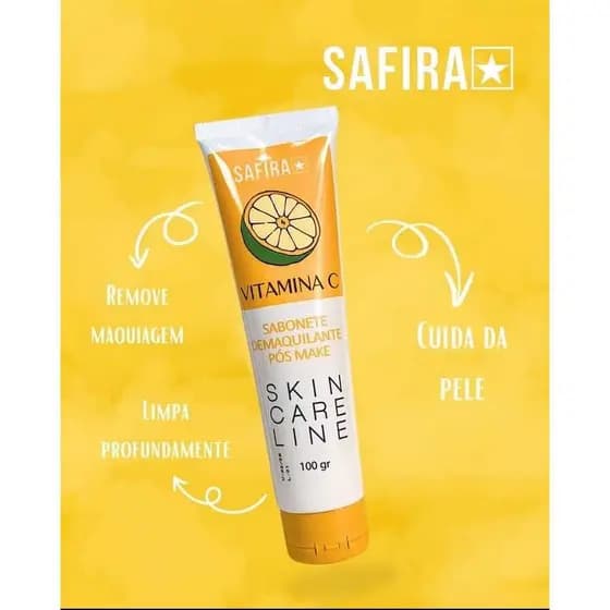 Sabonete Removedor de Maquiagem Skincare Vitamina C Safira - Limpeza Pós Make 100ml