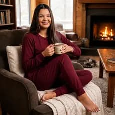 Conjunto Pijama Feminino Longo de Inverno Canelado Confortável Quentinho Moda Comfy