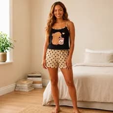 Pijama Short Doll Feminino Capivara Fofa Alcinha Confortável Fresquinho Moda Verão