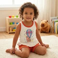 Pijama short doll infantil roupa de dormir feminino personagens regata estampado malha
