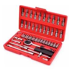 Kit de Ferramentas 46 Peças Completo com Maleta – Jogo de Ferramentas Profissional para Casa, Oficina e Reparos