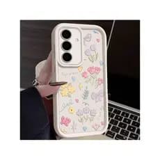 Capinha Capa de Silicone Bonito Flores Padrão Anti queda e Macia Compatível com iPhone 17/16/15，Galaxy S26/S25/S24
