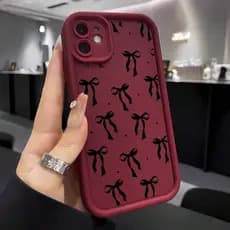 Funda de teléfono suave y protectora con diseño de lazo negro minimalista y elegante