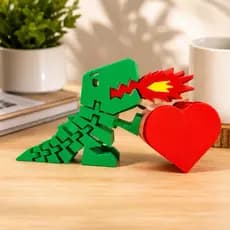 Dinossauro Articulado 3D T-Rex Flexível | Com Coração ou Soltando Fogo | Presente Criativo | Decoração Geek | PLA