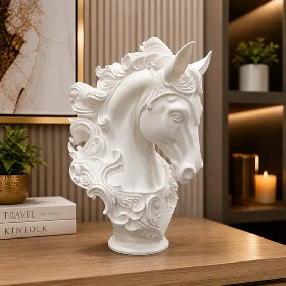 Estátua Cavalo Decorativo Luxo 3D | Escultura Moderna Elegante para Sala, Banheiro e Escritório