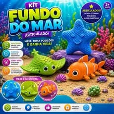 Kit Fundo do Mar Articulado 3D | Estrela Raia Peixe Articulado Brinquedo Presente Criança