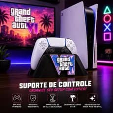 Suporte para Controle PS5 GTA 6 em Impressão 3D PLA | Organizador DualSense | Base Gamer Decorativa Exclusiva Premium