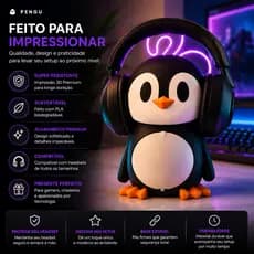 Suporte Headset Pinguim Gamer Organizador Fone Porta Objetos Impressão 3D Bora 3D Brasil
