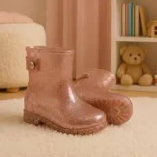 Galocha Infantil com Glitter e Personagem | Galocha Menina para Chuva e Brincadeiras Promoção