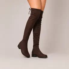 Bota Over The Knee Feminina Camurça Cano Longo Salto Montaria Confortável Estilo Promoção Inverno