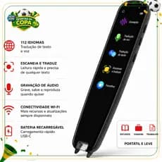 Caneta Tradutora Scanner Texto 112 Idiomas com Voz WiFi USB-C Leitor Digital Portátil para Estudos