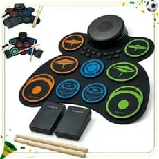 Bateria Eletrônica Infantil Portátil 7 ou 9 Pads Recarregável USB MIDI Dobrável Iniciantes