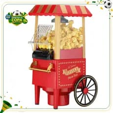 Pipoqueira Elétrica Grande Retrô Carrinho Sem Óleo Máquina de Pipoca Vintage Cinema em Casa 220V