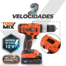 Parafusadeira Furadeira De Impacto 35nm Toolmix Pft012i Bivolt Laranja 12v
