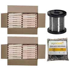 100 Quadros Caixilhos Ninho Langstroth Desmontados Eucalipto + Arame Inox 0.45mm + Ilhos Apicultura