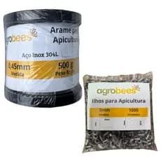 Kit Rolo de Arame Aço Inox + 1000 Ilhós Comprido para Quadro Caixilho Langstroth Apicultura Abelha Apis