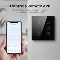 Interruptor Inteligente 6 Botões Zigbee Voz Tuya Touch Alexa Preto 127/220v