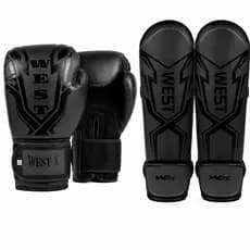 Kit Luva De Boxe Muay Thai Kickboxing + Caneleiras Muay Thai