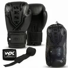 Luva De Boxe Muay Thai Kickboxing Treino Sparring + Bandagem + Porta Luvas