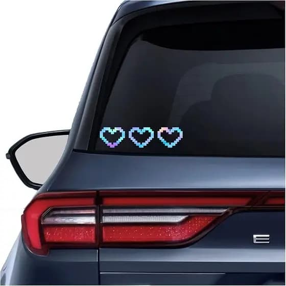 6 Pçs 6x4.8cm Mosaico Coração Pixel Adesivo Auto para Carro, Moto, Pára-Choques e Janelas