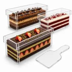 Kit 3 Forma Slice Cake 30x10x10 Acrílico Fatia Bolo Confeitaria Retangular Formas Transparente