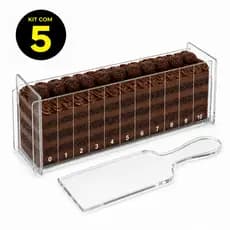 Kit 5 Forma Slice Cake Bolo Acrílico 30x10x10 Fatia Perfeita Formas Com Marcação