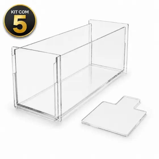 Kit 5 Forma Slice Cake 30x10x10 Acrílico Fatia Bolo Confeitaria Retangular Formas Transparente