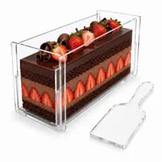 Forma Slice Cake 30x10x10 Acrílico Fatia Bolo Confeitaria Retangular Transparentes Decoração