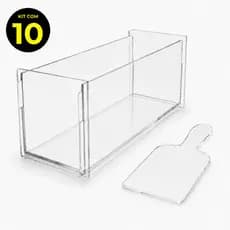 Kit 10 Slice Cake Forma 30x10x10 Acrílico Fatia Bolo Confeitaria Formas Tampa Removível