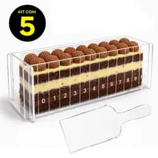 Kit 5 Forma Slice Cake Bolo Acrílico 30x10x10 Fatia Perfeita Formas Com Marcação Números