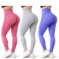 Kit 3 Calça Legging Cintura Alta Levanta Bumbum Feminina Esportiva Fitness Academia Poliamida